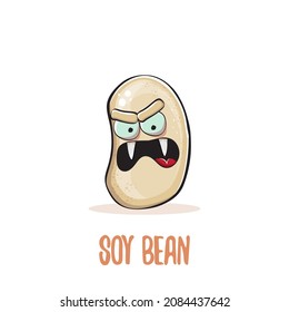 caricatura vectorial graciosa lindo personaje de soja aislado en fondo blanco. Japón Kawaii es un personaje funky con la comida de soja. Ilustración de dibujos animados de soja
