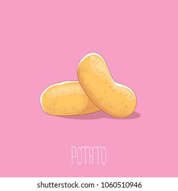 vector funny cartoon cute sweet brown potatoes set isolated on pink background. potato label design template