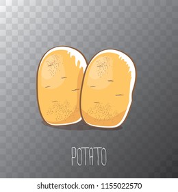 vector funny cartoon cute sweet brown potatoes set isolated on transparent background. potato chips or farmer market label design template