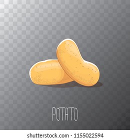 vector funny cartoon cute sweet brown potatoes set isolated on transparent background. potato chips or farmer market label design template