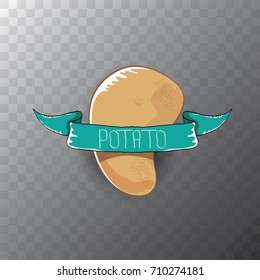 vector funny cartoon cute sweet brown potato icon isolated on transparent background. potato label design template for stickers, banners, posters and restaurant or cafe menu