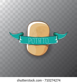vector funny cartoon cute sweet brown potato icon isolated on transparent background. potato label design template for stickers, banners, posters and restaurant or cafe menu