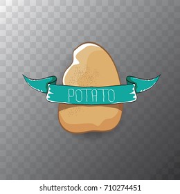 vector funny cartoon cute sweet brown potato icon isolated on transparent background. potato label design template for stickers, banners, posters and restaurant or cafe menu