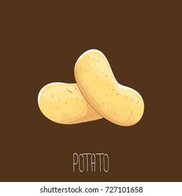 vector funny cartoon cute sweet two brown potatoes set isolated on white background. potato label design template 