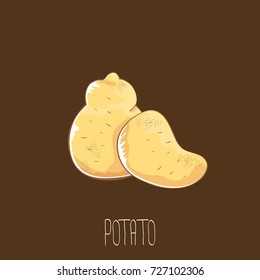 vector funny cartoon cute sweet two brown potatoes set isolated on white background. potato label design template 
