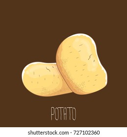 vector funny cartoon cute sweet two brown potatoes set isolated on white background. potato label design template 