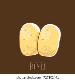 vector funny cartoon cute sweet two brown potatoes set isolated on white background. potato label design template 