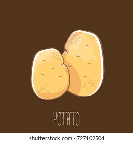 vector funny cartoon cute sweet two brown potatoes set isolated on white background. potato label design template 