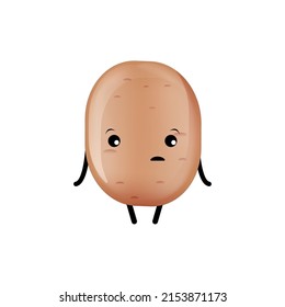 vector funny cartoon cute tiny brown smiling potato character isolated on white background. Funky Potato with smiling face. vegetable funky character