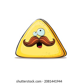 vector funny cartoon cute triangle cheese character isolated on white background. Kawaii food funky character. Slice of Triangular cheese