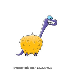 vector funny cartoon cute violet monster dinosaur isolated on white background. Vector funny pink mascot dragon . Hand drawn Dino logo design template