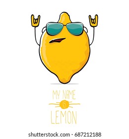 vector funny cartoon cute yellow lemon character isolated on white background. My name is lemon concept illustration