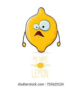 vector funny cartoon cute yellow lemon character isolated on white background. My name is lemon concept illustration