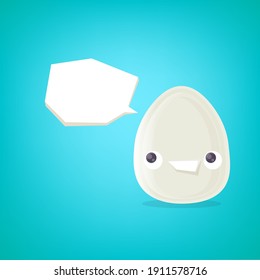 vector funny cartoon egg character isolated on turquoise background. funky smiling cool white egg sticker 