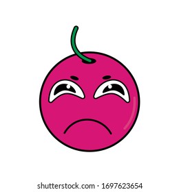 Vector funny cartoon emoticon with a sad expression.