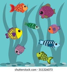 Vector funny cartoon fish 