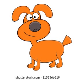 Vector funny cartoon Happy Dog isolated on white background