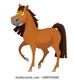 Vector funny cartoon horse character children illustration farm animal