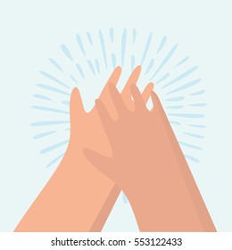 Vector funny cartoon illustration of clapping hands.