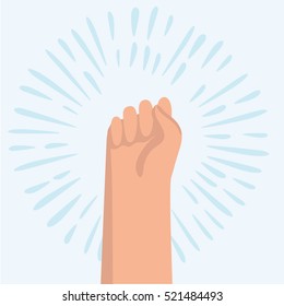 Vector funny cartoon illustration of gesture of hand fist