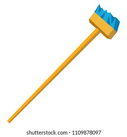 Vector funny cartoon illustration of mop and broom isolated. Cleaning symbols flat