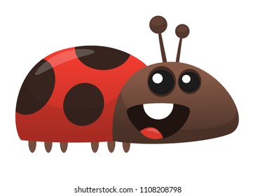 Vector funny cartoon ladybug. Isolated on white