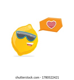 vector funny cartoon lemon character with sunglasses isolated on white background. funky smiling summer fruit character 