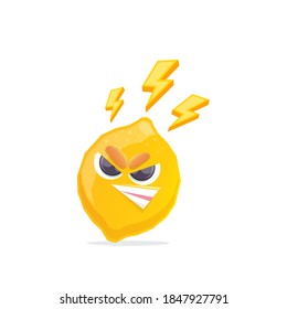 vector funny cartoon lemon character isolated on white background. funky smiling summer yellow lemon citrus fruit character 