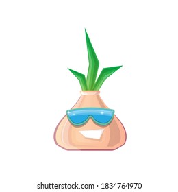 vector funny cartoon onion character with sunglasses isolated on white background. funky smiling autumn vegetable character 