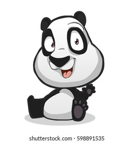 Vector of a funny cartoon panda on a white background. Wild Animals.