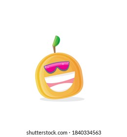 vector funny cartoon peach character with sunglasses isolated on white background. funky smiling cool summer fruit character