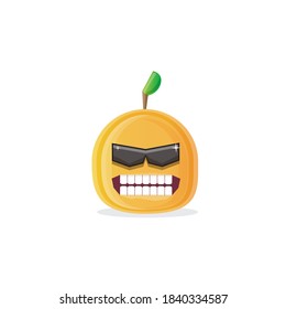 vector funny cartoon peach character with sunglasses isolated on white background. funky smiling cool summer fruit character