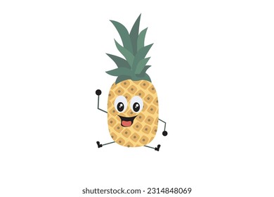 Caricatura vectorial divertida La piña tiene ojos y piernas