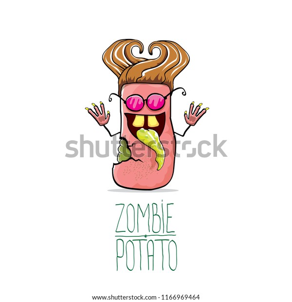 Vector Funny Cartoon Pink Zombie Hipster Stock Vector Royalty
