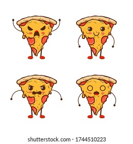 vector funny cartoon pizza isolated on white background. pizza vector concept