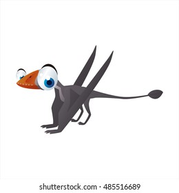 Vector funny cartoon Pterosaur image. Flying dinosaur or pterodactyl