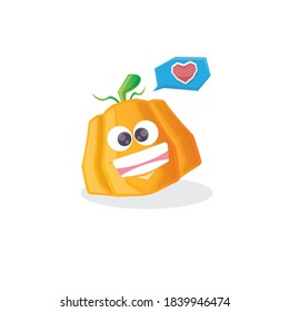 vector funny cartoon pumpkin character isolated on white background. funky smiling cute autumn vegetable character. Halloween cartoon smiling pumpkin
