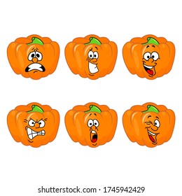 vector funny cartoon pumpkin isolated on white background. pumpkin vector concept. vegetable funny character