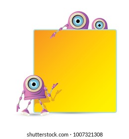 vector funny cartoon purple friendly robot character isolated on white background. Kids 3d robot toy logo design template. chat bot icon