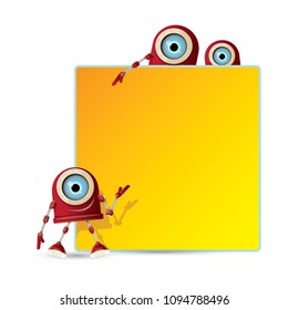 vector funny cartoon red friendly robot character isolated on white background. Kids 3d robot toy logo design template. chat bot icon