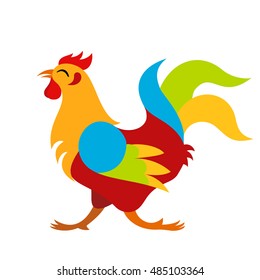 Vector funny cartoon rooster symbol of 2017 new year