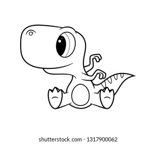 Vector funny cartoon sitting baby Dinosaur. 