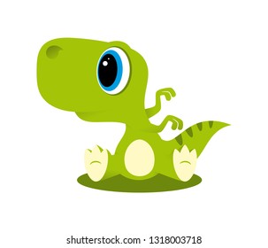 Vector funny cartoon sitting baby Dinosaur. 