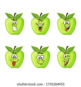 caricatura vectorial divertida manzana sonriente aislada en fondo blanco. concepto de vector de manzana.