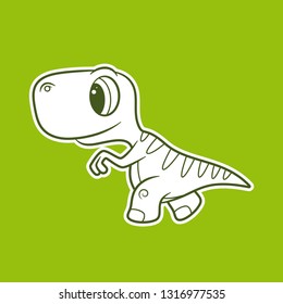 Vector funny cartoon sticker baby Dinosaur. 