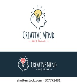 Vector funny cartoon style brain training logo. Hand drawn doodle logotype.