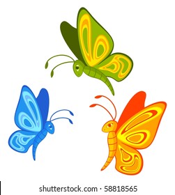 Vector funny cartoon tropical butterfly. Beautiful illustration vector