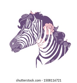 Vector of funny cartoon zebras on white background.