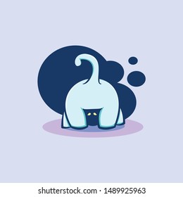 vector funny cat character with pose and blue color