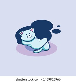 vector funny cat character with pose and blue color